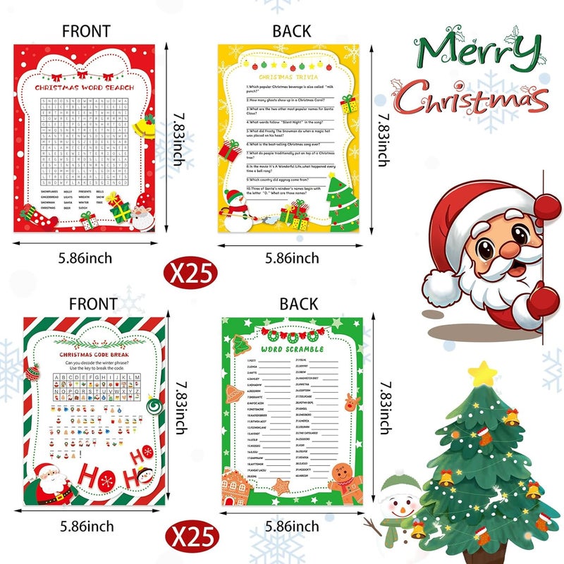 LOAVER 54 Pcs Christmas Trivia Party Game Cards,Christmas Code Break Trivia Scramble Game Cards Set Guessing Activity for Xmas Vacation Party Game Supplies Coworkers Holiday Activity - Image 2